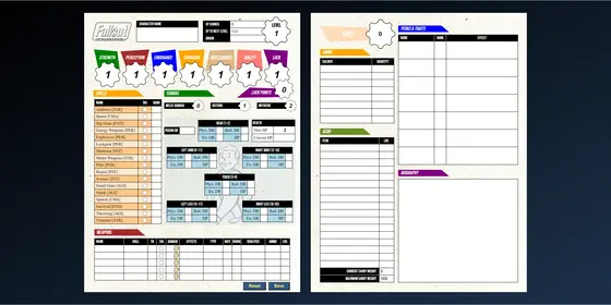 A screenshot of the Character Sheet project.