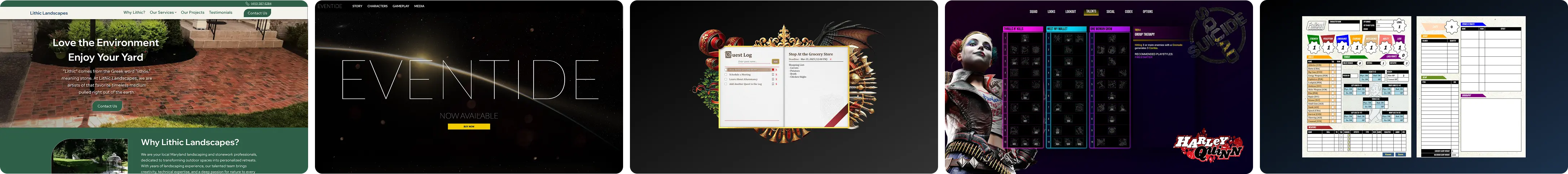 A row of project screenshots.