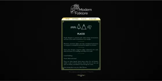 A screenshot of the Modern Folklore project.